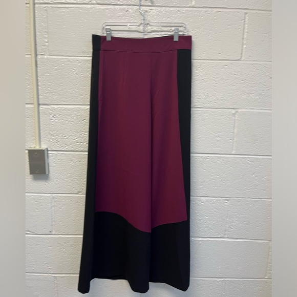 Vintage Maroon/ Black Color Block High Waisted Wide Leg Dress Pants Sz. L - Picture 4 of 9